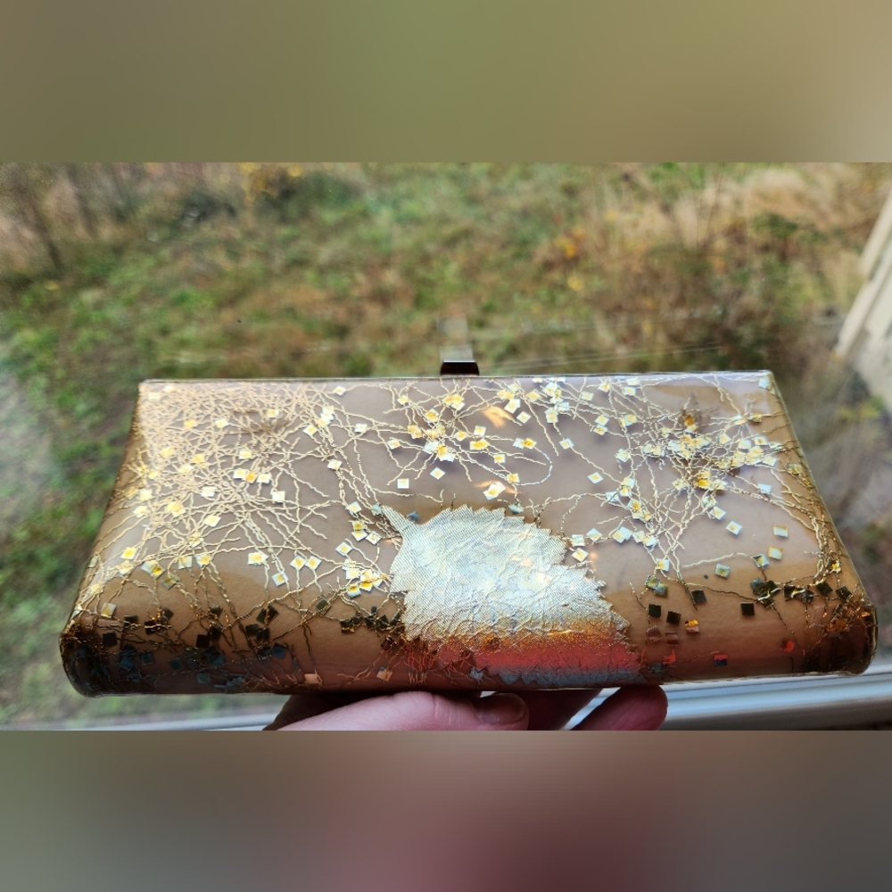 Vintage JR USA golden clutch